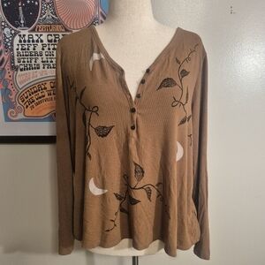 Cottagecore Boutique Moon And Vine Block Print Witchy Swingy Earthy Upcycled